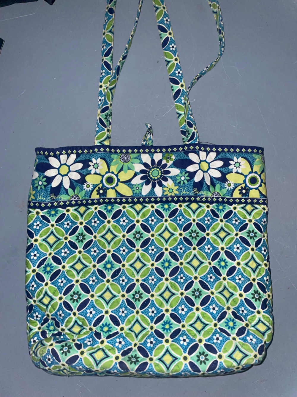 Vera Bradley Floral Mosaic Blue & Green Tote Bag